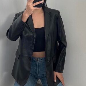 Aritzia Wilfred Black Leather Blazer